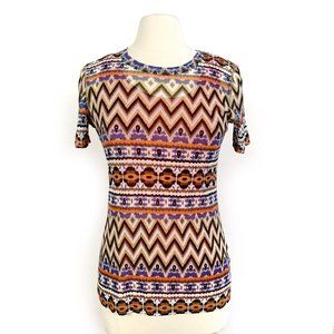 Karen Kane Sheer Multi Color Short Sleeve Top - M